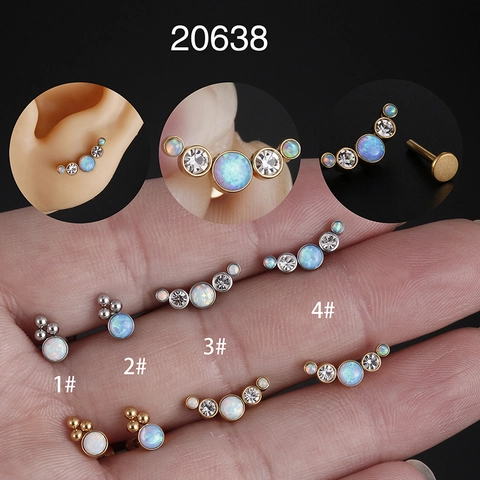 Piercing Para Labio Labret De Acero Inoxidable Con Opalo Y Zircon Joyería Corporal Pendiente De Cartílago Unisex