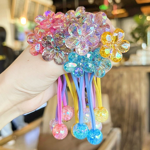 Elastici Per Capelli Con Fiori Di Camelia Iridescenti Elastici In Resina Acrilica Aurora Dolci Fasce Per Capelli Per Donne Ragazze Fatti A Mano