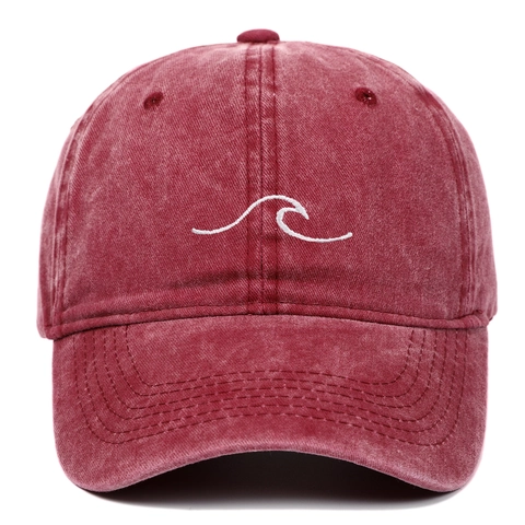 Washed Cotton Baseball Cap Mit Wellenstickerei Vintage Verstellbar Atmungsaktiv Outdoor Casual Sonnenhut Für Herren Damen