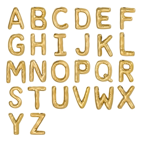 Bubble Letter Alphabet Pendants Puffy Balloon Style Stainless Steel Charms For DIY Necklace Bracelet Jewelry Making