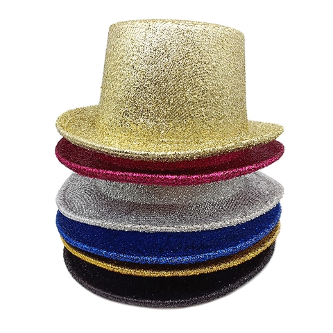 Sequined Glitter Top Hat Magician Stage Performance Jazz Cap British Style Polyester Party Headwear Men Women