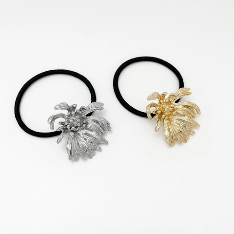 Elastici Per Capelli Con Fiori In Metallo Minimalisti Supporto Per Coda Di Cavallo In Lega Per Donne
