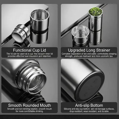 316 Stainless Steel Vacuum Insulated Flask Large Capacity Portable Water Bottle With Tea Infuser For Outdoor Travel Hiking