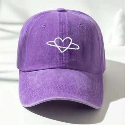 Cappello Da Baseball Cotone Lavato Ricamo Cuore Pianeta Protezione Solare Aperto Stile Vintage Consumato Per Uomini Donne