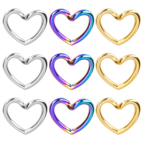 Stainless Steel Heart Pendant Necklace Vacuum 18K Gold Plated Rainbow Color Fashion Jewelry For Women Elegant Simple Gift