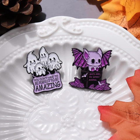 Spille Smaltate Halloween Spille Da Risvolto In Lega Di Zinco Gotico Fantasma Pipistrello Gatto Nero Teschio Farfalla Gioielli