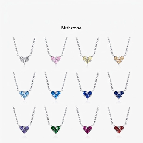 Collana Con Ciondolo a Cuore in Argento Sterling 925 Pietra Portafortuna per Donna Zirconia Intarsiata Gioielli Minimalisti Regalo di Compleanno