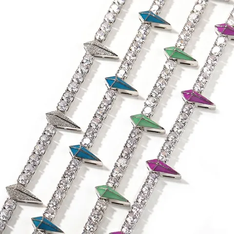 Collana Tennis Con Punte Iced Out AAA Zircone Ottone Gioielli Hip Hop Per Uomo Accessorio Streetwear Luccicante Bling Punk