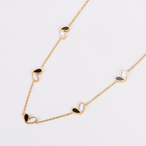 Collana Cuore E Orecchini A Lobo Acciaio Inossidabile 304 Placcato Oro 18K Smalto Bicolore Gioielli Per Donna