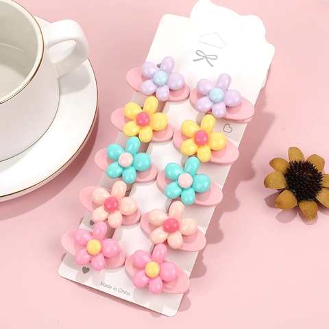 Barrettes À Cheveux Fleur Sucrée Résine Colorée Pinces Bec De Canard Accessoires Mignons À La Mode Pour Filles Enfants