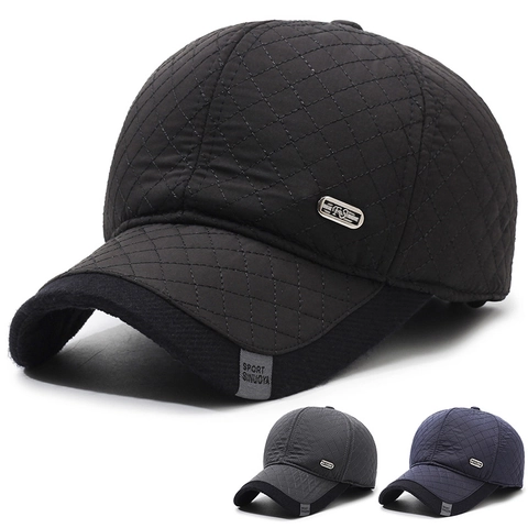 Gorra De Béisbol De Invierno Para Hombre Acolchada Cálida Con Forro Polar Orejeras Plegables Cortavientos Al Aire Libre