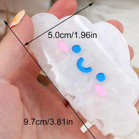 Molletta Per Capelli Simpatica Forma Nuvola Acetato Trama Marmo Faccina Sorridente Per Acconciature Donne Ragazze Accessorio