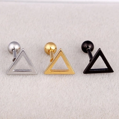 Orecchini a Bottone Geometrici in Acciaio Inossidabile Semplice Moda Stella Triangolo Quadrato Rotondo Gioielli Minimalisti