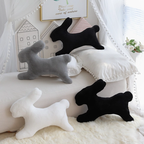 Pluche Kussen Met Konijnensilhouet Minimalistisch Zacht Diervorm Bankkussen Woondecoratie Cadeau Voor Kinderen En Volwassenen
