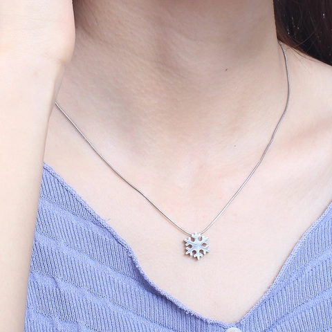 Snowflake Jewelry Stainless Steel Necklace And Stud Earrings Christmas Gift Minimalist Sweet Style For Women