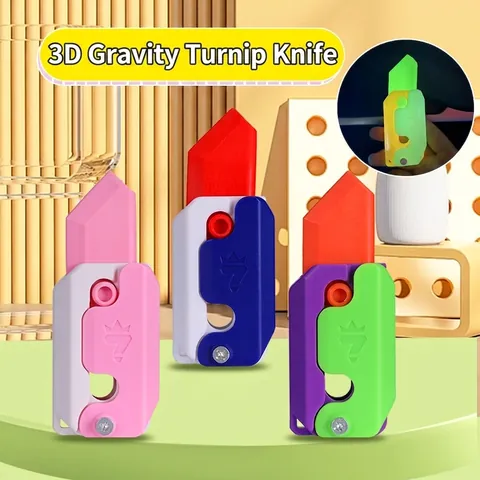 Giocattolo Coltello Carota A Gravità 3D Giocattolo Antistress Plastica Fluorescente Pieghevole Coltello A Farfalla
