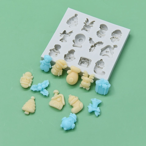 Weihnachten Silikon Kuchenform Rentier Schneemann Baum Formen Fondant Schokolade Backen DIY Basteln Zubehör