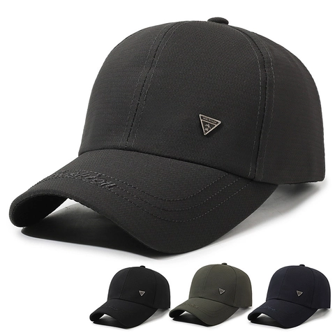 Baseball Cap Men Outdoor Casual Sun Hat With Triangle Metal Badge And Fashion Embroidery Adjustable Sport Peaked Cap
