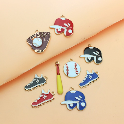 Ciondoli Tema Baseball Lega Smalto Pendenti Sportivi Per Creazione Gioielli Fai Da Te Casco Mazza Guanto Scarpe Accessori