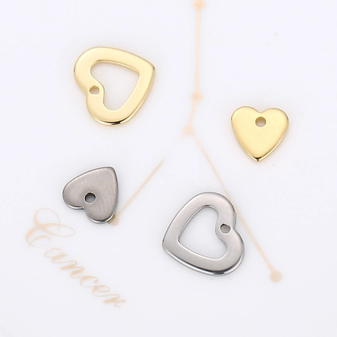 Stainless Steel Heart Charms Hollow Solid Pendants For DIY Jewelry Making Necklaces Earrings Accessories Minimalist Style