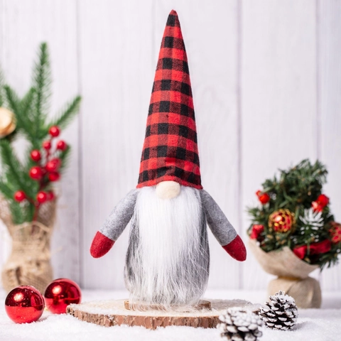 Décorations De Gnomes De Noël Chapeau À Carreaux Poupée Sans Visage Figurines D'Elfe Tomte Suédois Pour Décoration De Table