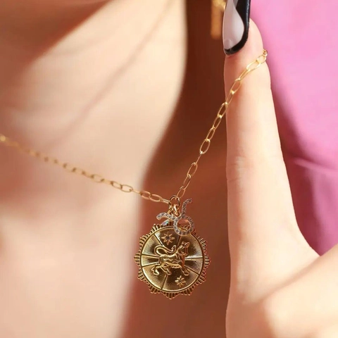 Collier Pendentif Constellation Du Zodiaque Cuivre Zircone Opale Synthétique Croissant De Lune Bijoux Célestes Femmes Mode