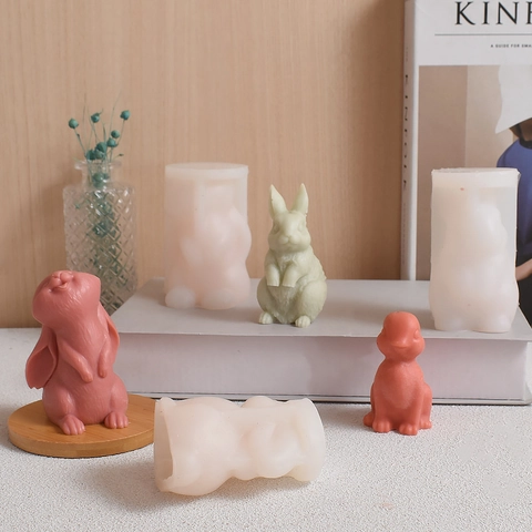 3D Rabbit Silicone Mold For DIY Candle Making Easter Bunny Aromatherapy Plaster Soap Resin Craft Supplies Animal Shape