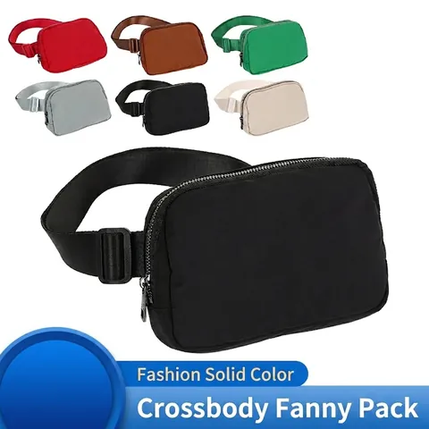Riñonera De Nailon Correa Ajustable Deporte Correr Ciclismo Bolso De Cintura Color Sólido Bolso De Pecho Para Hombres Mujeres