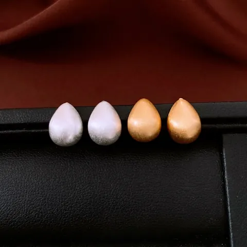 Orecchini A Lobo A Goccia Rame Spazzolato Opaco Con Perno Argento Sterling 925 Placcato Oro 18K Moda Minimalista