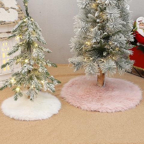 Jupe De Sapin De Noël Fausse Fourrure Peluche Ronde Couverture De Base Décoration De Fête