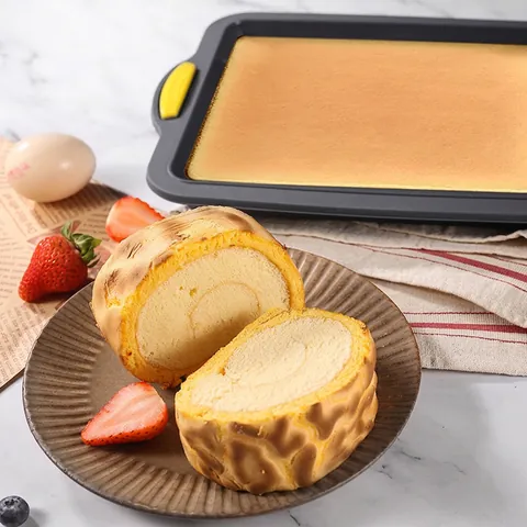 Brownie Baking Pan Rectangular Silicone Cake Mold Non Stick Flexible Sheet With Handles For DIY Bread Home Kitchen