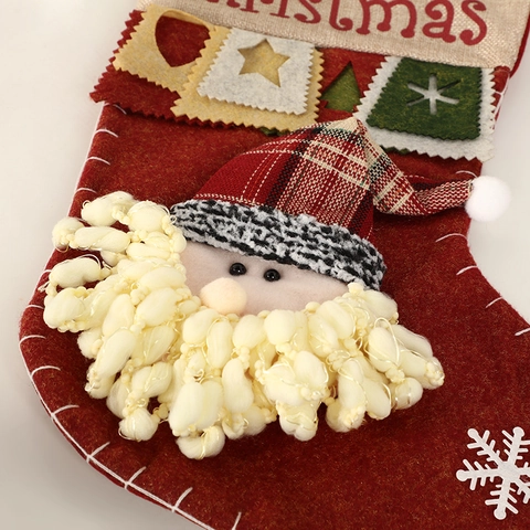 Calze Di Natale Grandi Feltro Juta Sacchetti Appesi Babbo Natale Renna Pupazzo Di Neve Decorazione Festa Casa
