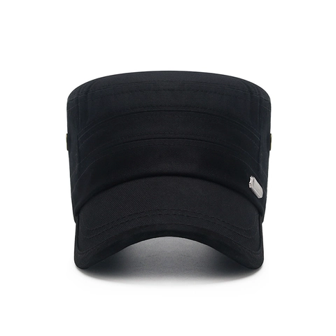 Cotton Cadet Cap Men Breathable Flat Top Military Hat Adjustable Outdoor Casual Sun Protection Hat