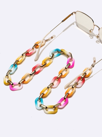 Acrylic Glasses Chain Colorful Chunky Plastic Link Eyewear Strap Mask Lanyard With Alloy Clasp And Non Slip Silicone Loops