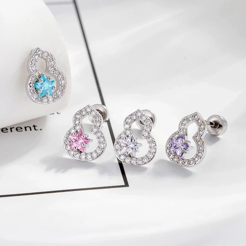 Orecchini Cartilagine Forma Zucca Stella Zircone Acciaio Al Titanio Rame Chiusura Vite Gioielli Piercing Vintage Dolce Donna