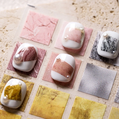 Autocollants Art Des Ongles Ultra Mince Adhésifs Mat Motif Marbre Texture Feuille Métal Rose Esthétique Manucure DIY