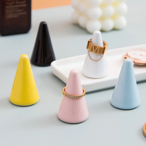 Ceramic Cone Ring Holder Jewelry Display Stand Minimalist Desktop Jewelry Organizer Nordic Style Ring Base Holder