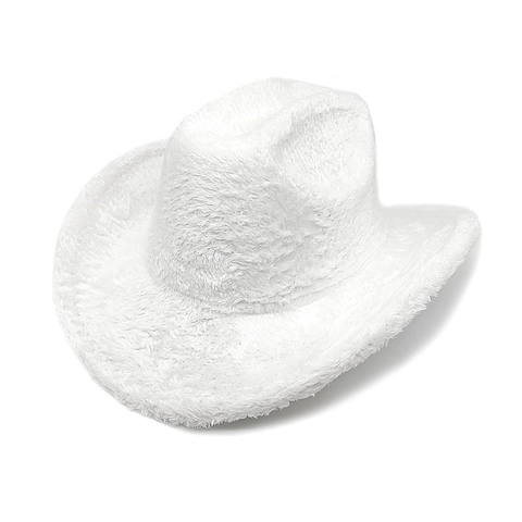 Western Cowboy Hat Faux Fur Plush Polyester Warm Winter Wide Brim Solid Color Vintage Jazz Fedora For Women Men