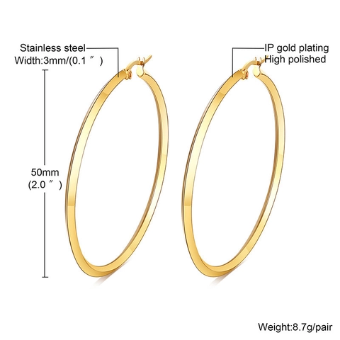 Grandi Orecchini a Cerchio in Acciaio Inossidabile per Donna Oro Argento Design Geometrico Circolare Minimalista Gioielli
