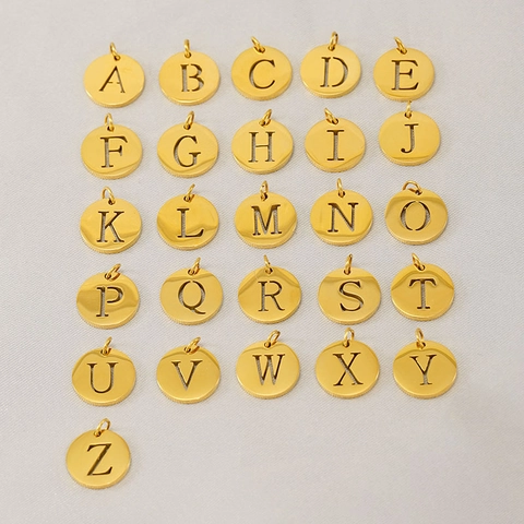 Pendente Lettera Tonda Cava Acciaio Inossidabile 304 Placcatura Oro 18K Ciondolo Alfabeto Per Creazione Gioielli DIY Moda