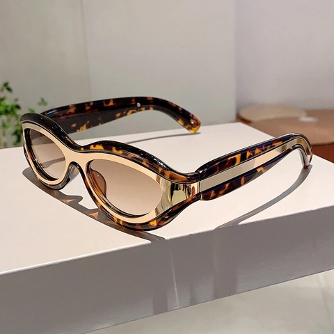 Retro Katzenauge Sonnenbrille UV400 Schutz PC Rahmen Y2K Vintage Oval Mode Brille Für Outdoor Sport Herren Damen