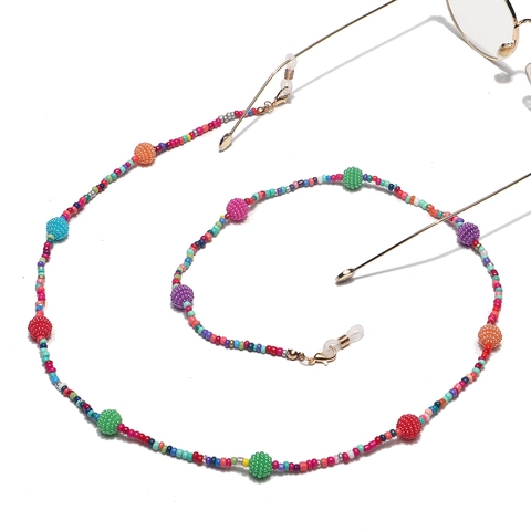 Handmade Colorful Seed Bead Glasses Chain Non Slip Eyewear Strap Holder With Silicone Loops For Sunglasses Reading Glasses