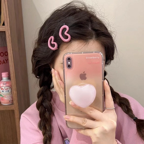Pinzas Para El Cabello Dulces Rosadas Con Forma De Corazón Estrella Flor Resina Metal Horquillas Para Mujeres Niñas