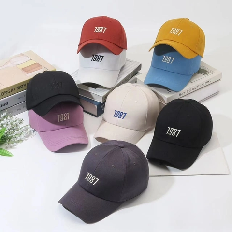 Casquette De Baseball Coton Broderie 1987 Protection Solaire Sport Extérieur Décontracté Ajustable Chapeau À Visière Courbée Pour Hommes Femmes