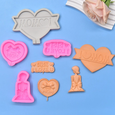Muttertag Herz Silikonform Für Fondant Kuchen Schokolade Backwerkzeug Mama Liebe Brief Schleife Design