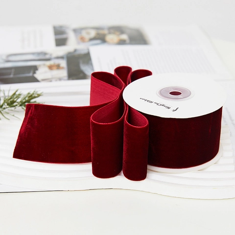 Velvet Ribbon Single Sided Flocking Cloth Burgundy Gift Wrapping Decor For Christmas Birthday Wedding Bouquet DIY