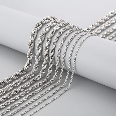 Stainless Steel Rope Chain Necklace Titanium Steel Twist Link Minimalist Hip Hop Punk Jewelry For Men Women