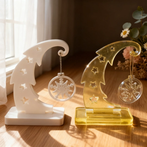 Moon Christmas Tree Photo Frame Silicone Mold For Resin Casting Star Snowflake Hollow Ornament Making DIY Craft