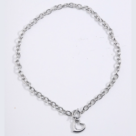 Roestvrijstalen Hart Sieraden Ketting Armband Oorknopjes Zilver Hol Open Hart Knebelssluiting Dames Mode