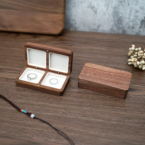 Black Walnut Wood Jewelry Box For Rings Earrings Necklace Magnetic Closure Solid Wood Storage Organizer Case